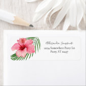熱帯ハワイアンフローラホワイト差出人住所 ラベル (インサイチュ)