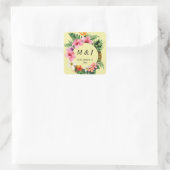 熱帯ハワイアンフローラモノグラム – 黄 スクエアシール (バッグ)