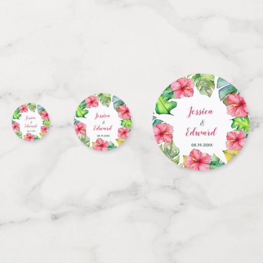 熱帯ハワイアンフローラ結婚ハイビスカス コンフェッティ (正面)