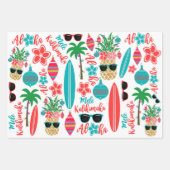 熱帯ハワイアンメレカリキマカクリスマス ラッピングペーパーシート (正面)