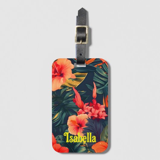 熱帯ハワイアンモノグラム ラゲッジタグ (正面縦)