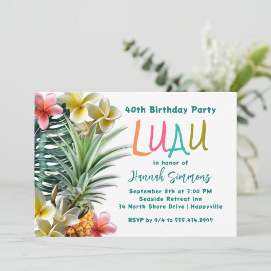 熱帯ハワイアンルアウ（ハワイ式宴会）バースデーパーティ招待状 招待状 (スタンド正面)