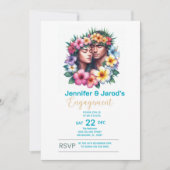 熱帯ハワイアン婚約パーティ招待状 招待状 (正面)