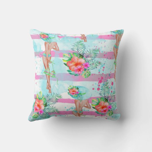 熱帯ハワイアン枕 クッション (裏面)