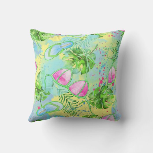 熱帯ハワイアン枕 クッション (裏面)