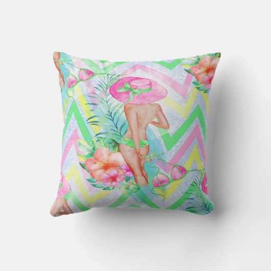 熱帯ハワイアン枕 クッション (裏面)