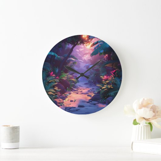 熱帯ハワイアン歩く路 ラージ壁時計 (ホーム)