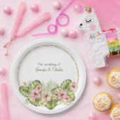 熱帯ハワイアン結婚の花 ペーパープレート (パーティー)