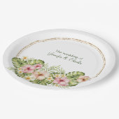 熱帯ハワイアン結婚の花 ペーパープレート (アングル)