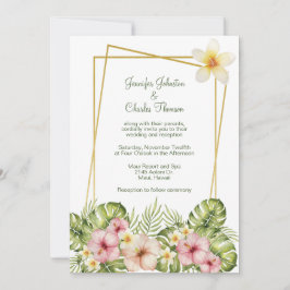 熱帯ハワイアン結婚の花 招待状