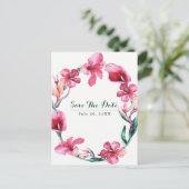 熱帯ハワイアン花の結婚式の日付を保存 案内ポストカード (スタンド正面)