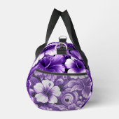 熱帯ハワイアン花ハイビスカスパープルパターン ダッフルバッグ (右)