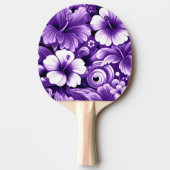 熱帯ハワイアン花ハイビスカスパープルパターン 卓球ラケット (正面)
