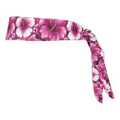 熱帯ハワイアン花ハイビスカスピンク白 タイヘッドバンド (回転90)