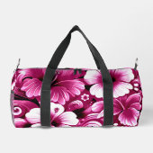 熱帯ハワイアン花ハイビスカスピンク白 ダッフルバッグ (裏面)