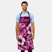 熱帯ハワイアン花ハイビスカスピンク エプロン (着用した状態)