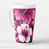 熱帯ハワイアン花ハイビスカスピンク カフェラテマグ (左アングル)