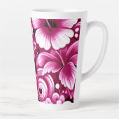 熱帯ハワイアン花ハイビスカスピンク カフェラテマグ (右)