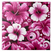 熱帯ハワイアン花ハイビスカスピンク タイル (正面)