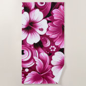熱帯ハワイアン花ハイビスカスピンク ビーチタオル (正面)