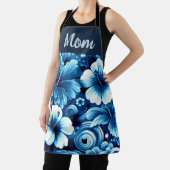 熱帯ハワイアン花ハイビスカスブルーパターン エプロン (インサイチュ)