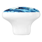 熱帯ハワイアン花ハイビスカスブルーパターン セラミックノブ (側面)