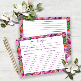 熱帯ハワイアン花パターンレシピカード