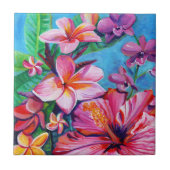 熱帯ハワイアン花 タイル (正面)