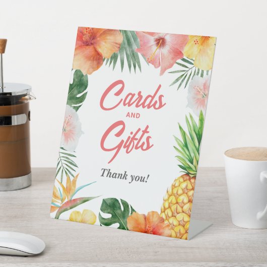 熱帯ハワイアン誕生日カードとギフトサイン 台座サイン (インサイチュ)