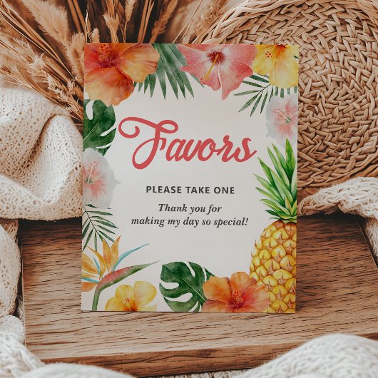 熱帯ハワイアン誕生日パーティー好意サイン 台座サイン