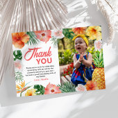 熱帯ハワイアン誕生日写真サンキューカード サンキューカード