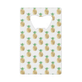 熱帯ハワイアン金箔パイナップルパターン クレジットカード栓抜き (正面)