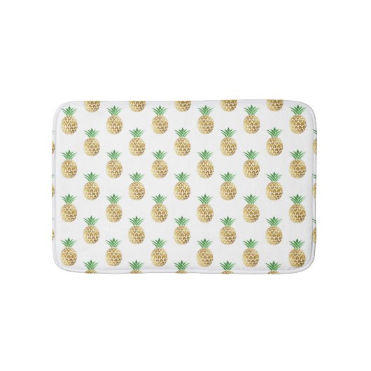 熱帯ハワイアン金箔パイナップルパターン バスマット (正面)