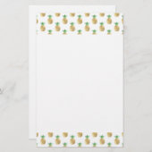 熱帯ハワイアン金箔パイナップルパターン 便箋 (正面/裏面)