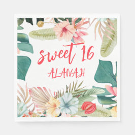熱帯ハワイアン16誕生日 スタンダードランチョンナプキン