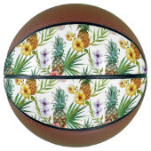 熱帯ハワイテーマ水彩パイナップル模様 バスケットボール (正面)