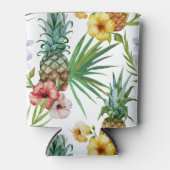 熱帯ハワイテーマ水彩柄パイナップルパターン 缶クーラー (正面)