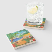 熱帯ハワイ小屋の海の振動コースター ストーンコースター (横)