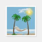 熱帯ハンモックとヤシの木 スタンダードカクテルナプキン (正面)