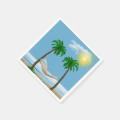熱帯ハンモックとヤシの木 スタンダードカクテルナプキン (角)