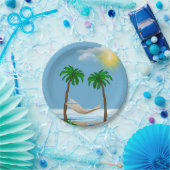 熱帯ハンモックとヤシの木 ペーパープレート (パーティー)