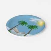 熱帯ハンモックとヤシの木 ペーパープレート (アングル)