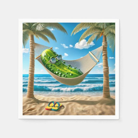 熱帯ハンモックのディル漬け スタンダードカクテルナプキン (正面)