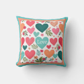 熱帯ハートと花バレンタインデー クッション (正面)