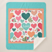 熱帯ハートと花バレンタインデー シェルパブランケット (正面)