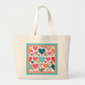 熱帯ハートと花バレンタインデー ラージトートバッグ (正面)