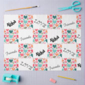 熱帯ハートと花バレンタインデー 薄葉紙 (クラフト)