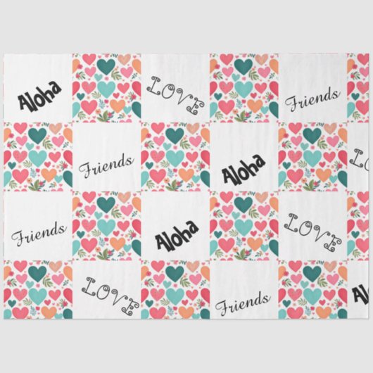 熱帯ハートと花バレンタインデー 薄葉紙 (正面)