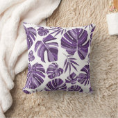 熱帯バイオレット葉モンステラのシームレスパターンw クッション (ブランケット)