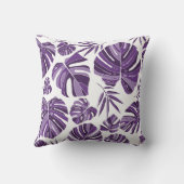 熱帯バイオレット葉モンステラのシームレスパターンw クッション (裏面)
